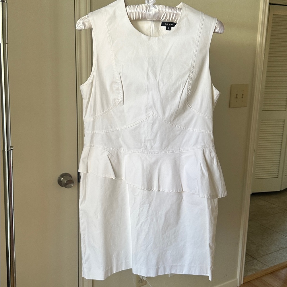 DREW - white dress w/ ruffles - very flattering!